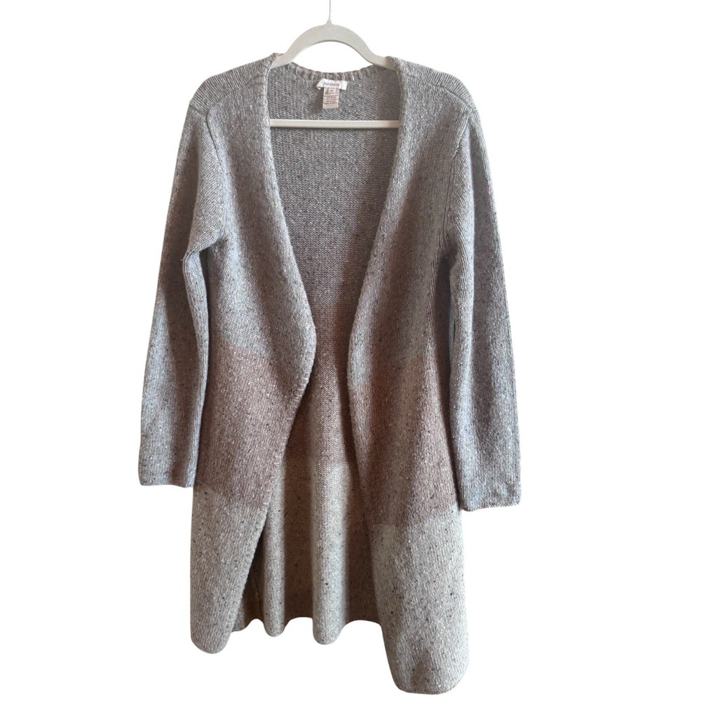 Sundance Merino Wool Alpaca Blend Women's Small Open Front Long Duster Tan Grey
